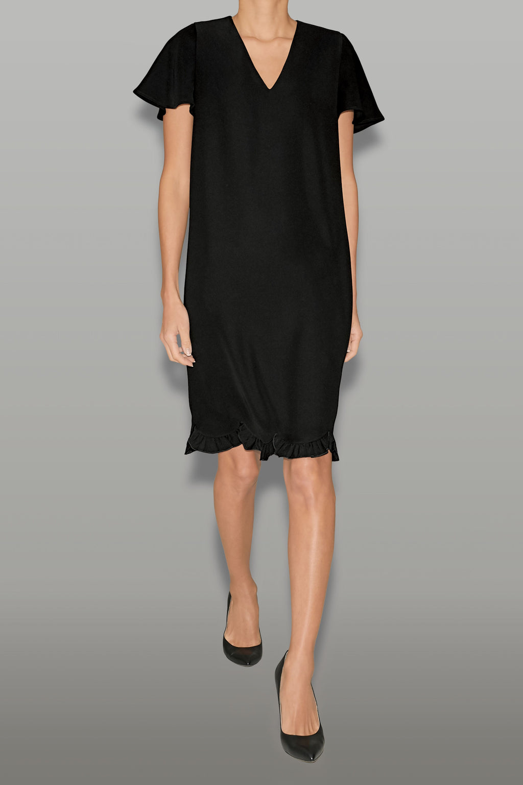 YOKO CHAN/Vネックバルーンドレス/ブラック 38 YOKOCHAN（ヨーコチャン）Vネックモヘアバルーンドレス-ドレス