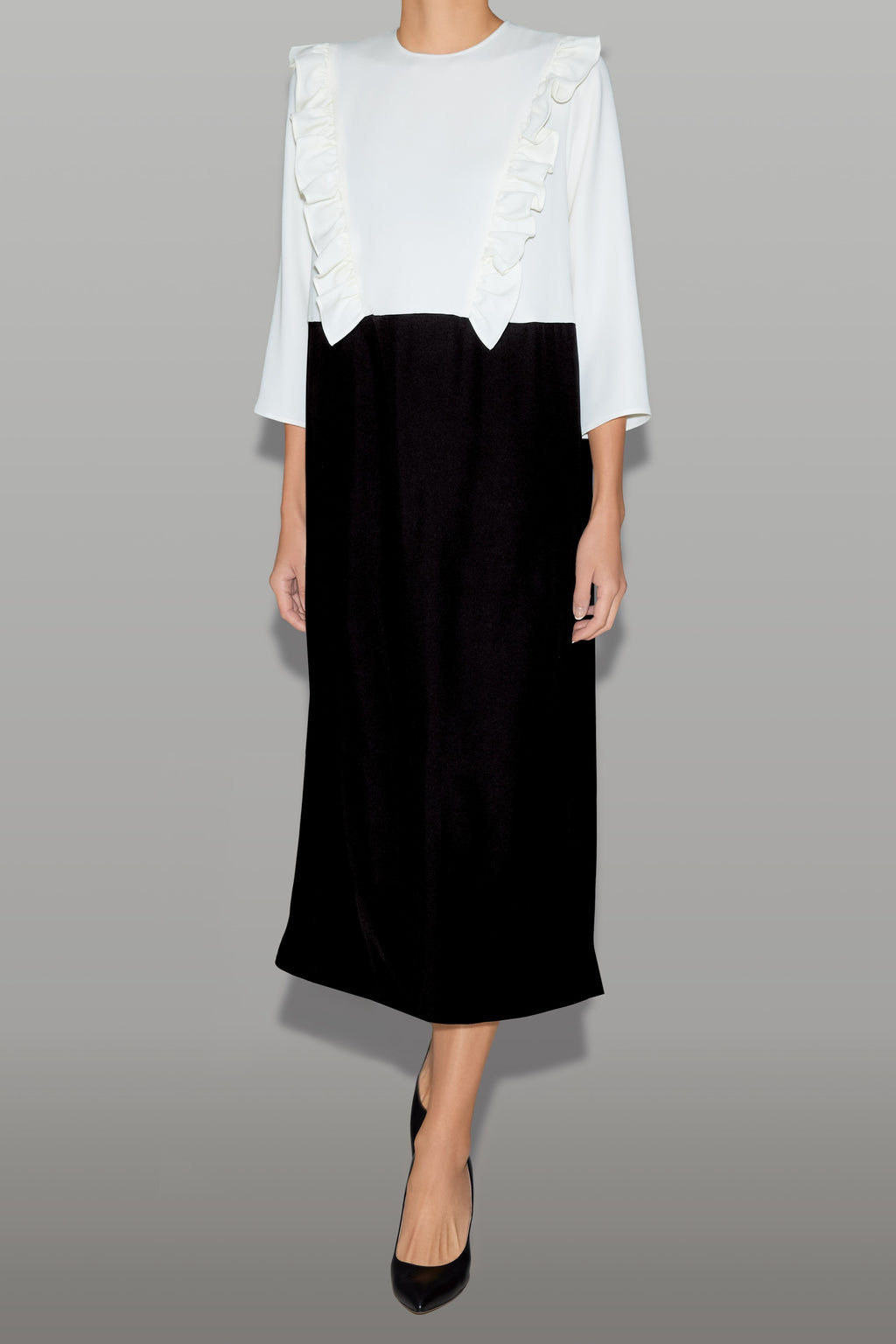 ロングスリーブフロントフリルラインドレス – YOKO CHAN