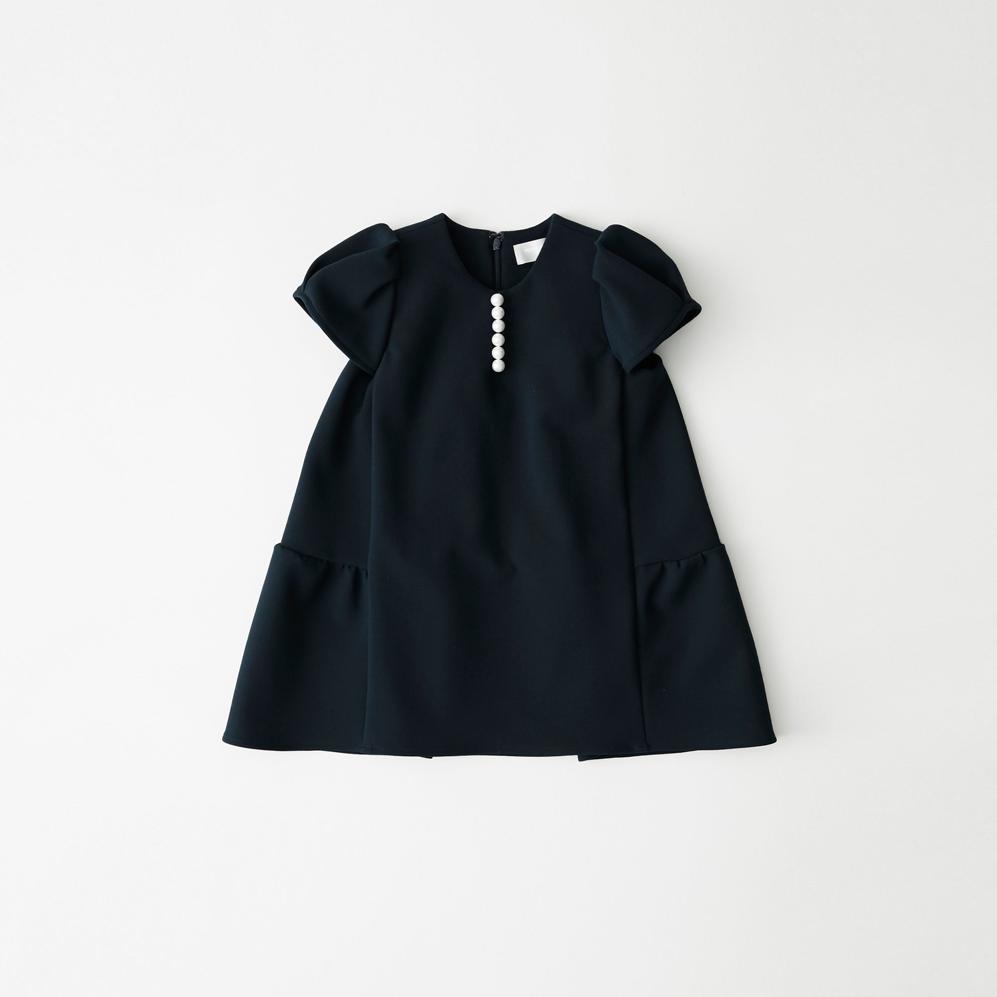 Puff sleeve back tiered pearl dress