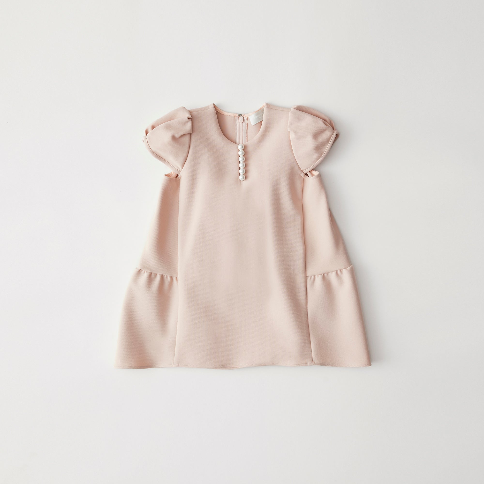 Puff sleeve back tiered pearl dress