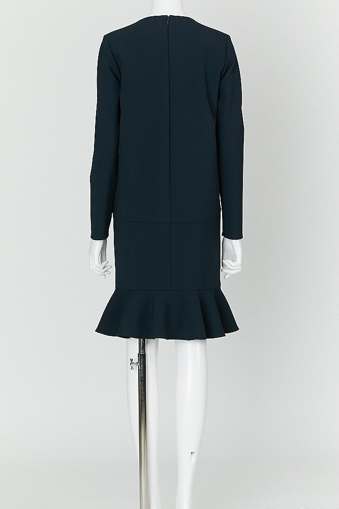 ロングスリーブラッフルヘムパールドレス