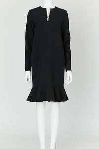 ロングスリーブラッフルヘムパールドレス