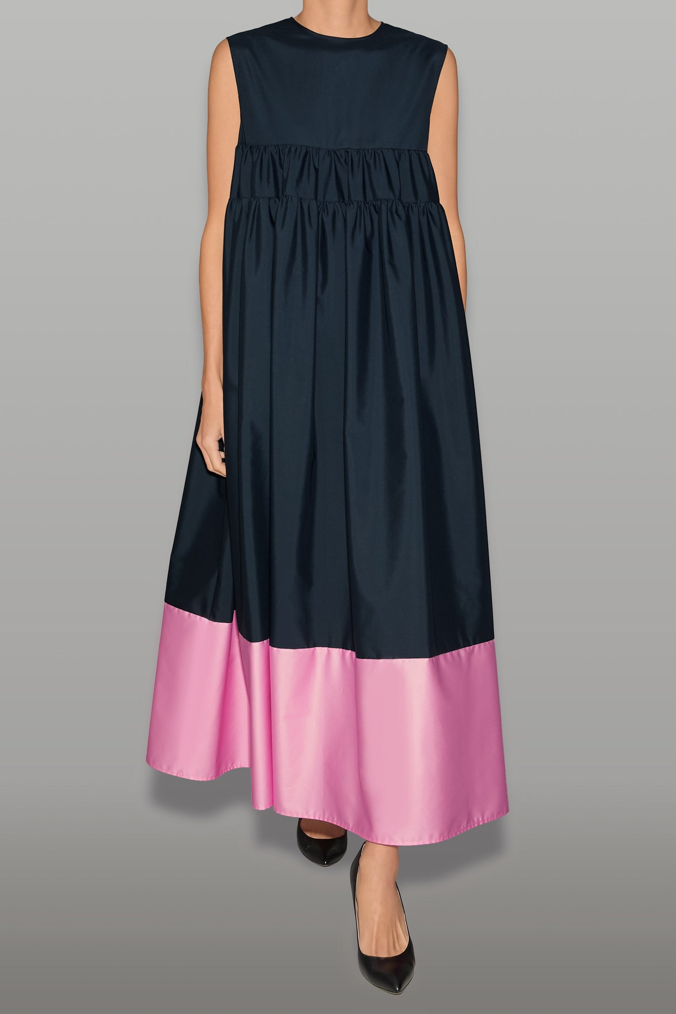 ギャザーコットンマキシドレス