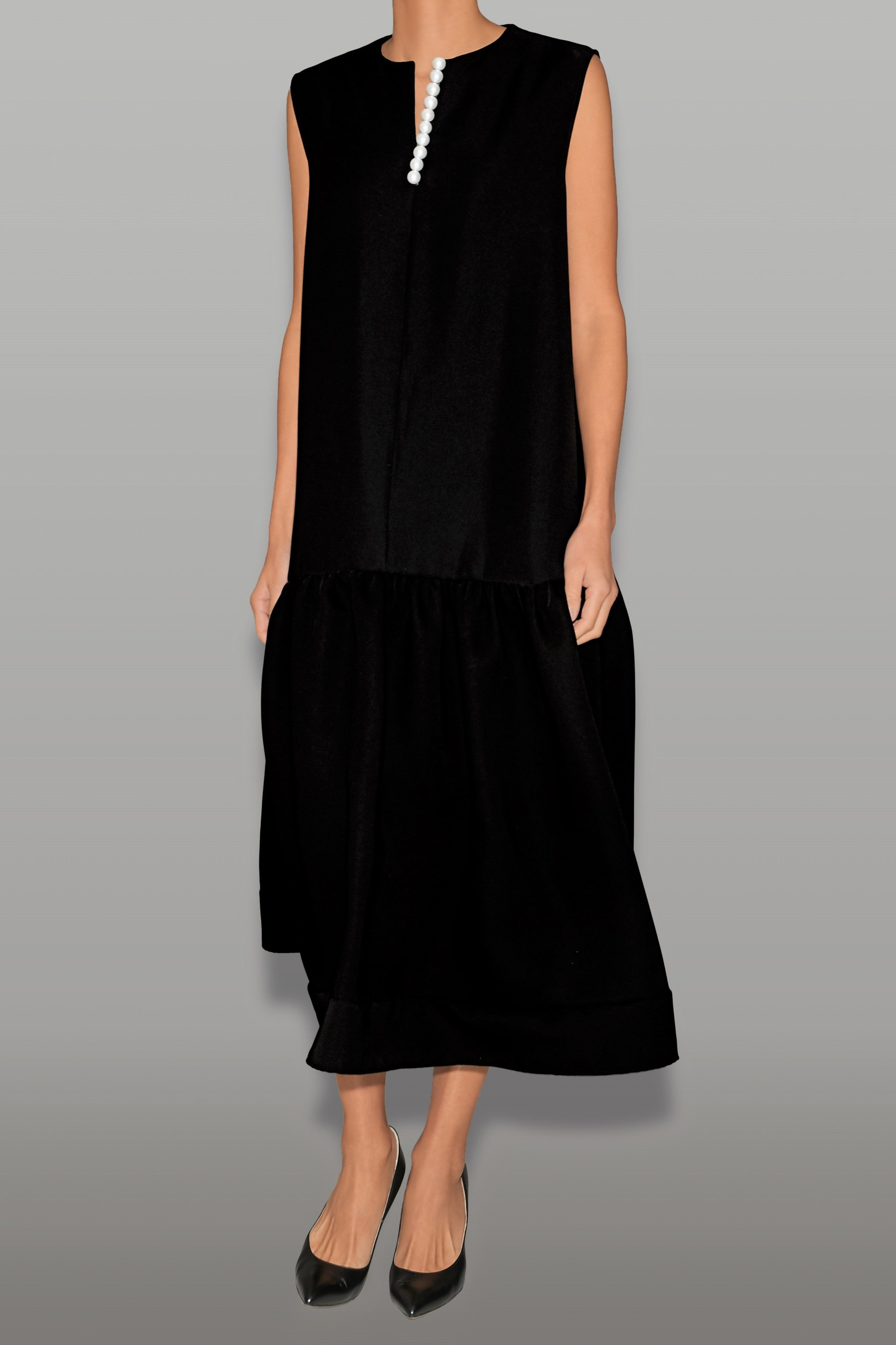 パールスリットラインヘムフレアドレス – YOKO CHAN