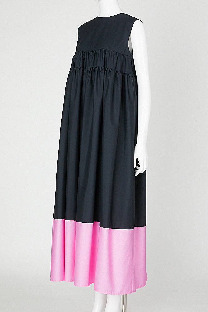 ギャザーコットンマキシドレス