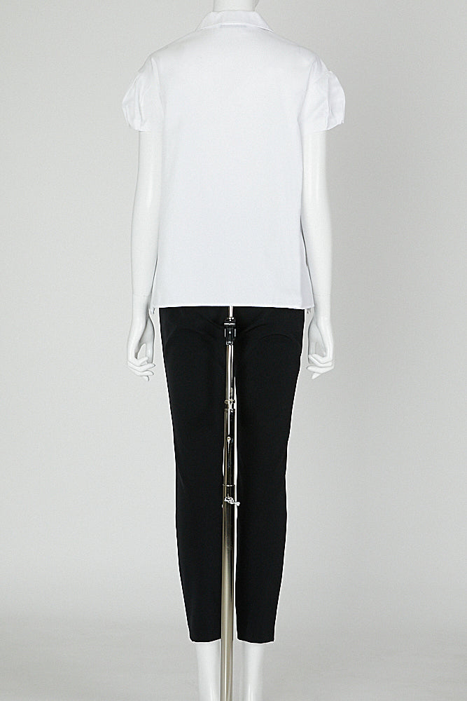 ショートスリーブサイドラッフルコットンブラウス