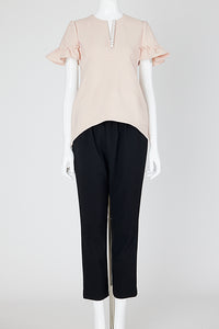 ギャザースリーブパールスリットラインブラウス – YOKO CHAN