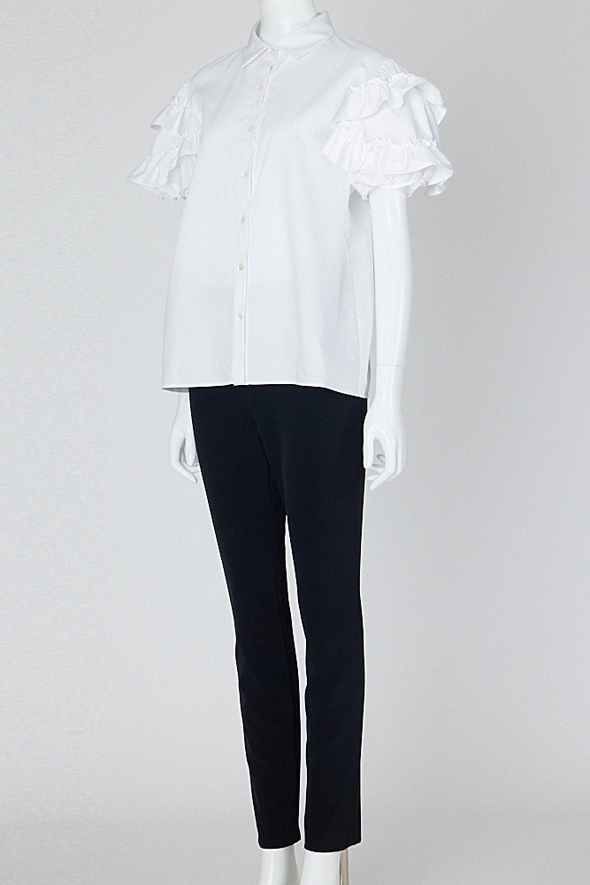 ラッフルトリムスリーブコットンブラウス – YOKO CHAN