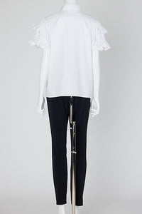 ラッフルトリムスリーブコットンブラウス – YOKO CHAN