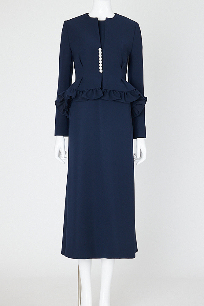 ノーカラーフリルパールジャケット – YOKO CHAN