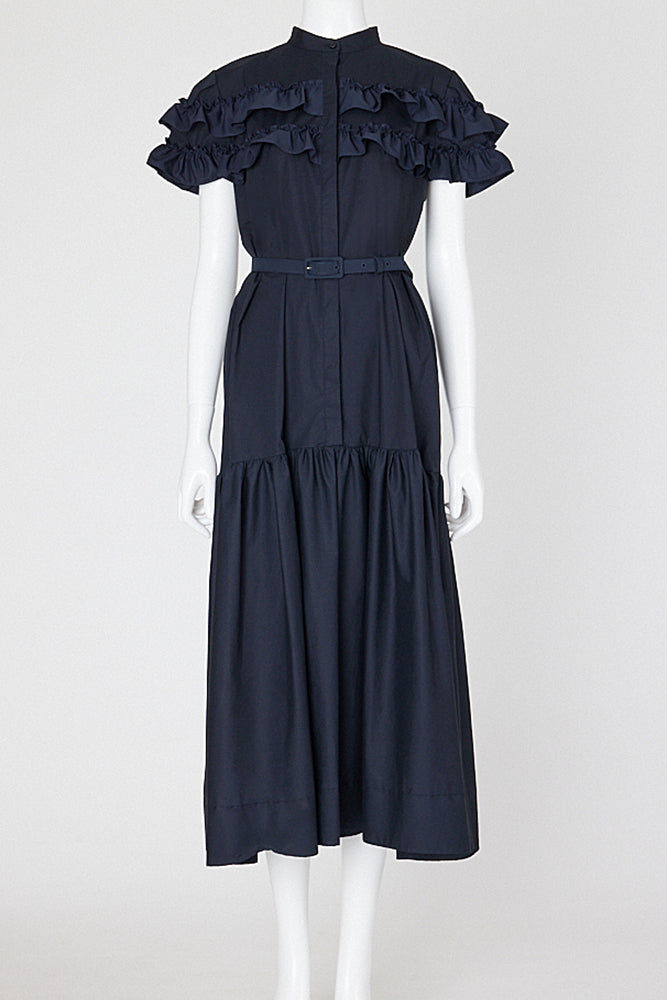 フロントティアードフリルコットンミディドレス – YOKO CHAN