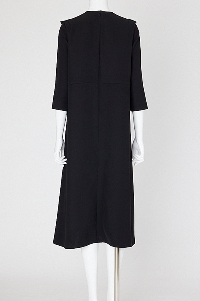 ロングスリーブフロントフリルラインドレス