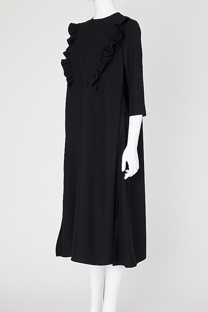 ロングスリーブフロントフリルラインドレス