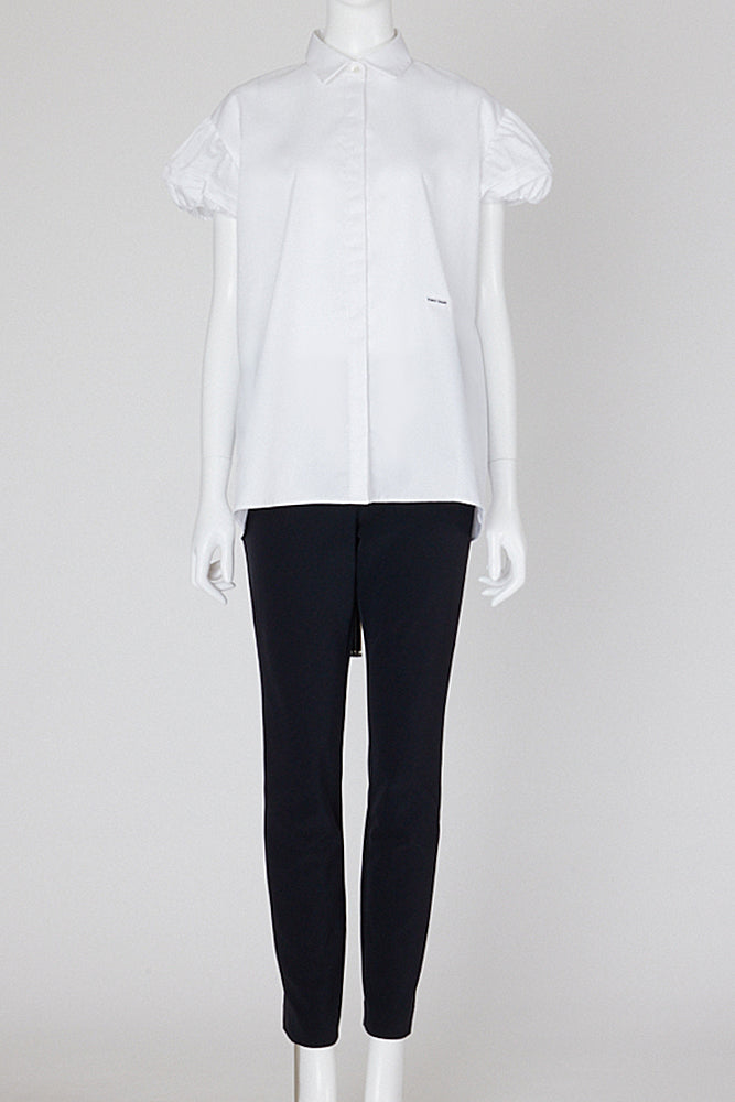 パフスリーブバックティアードオーバーサイズコットンブラウス