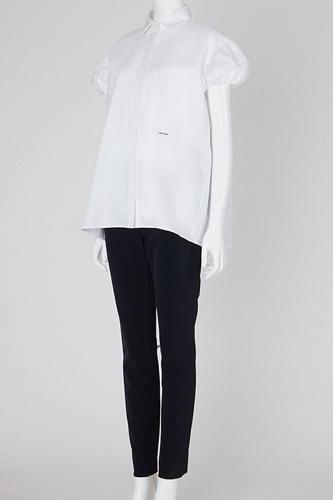 パフスリーブバックティアードオーバーサイズコットンブラウス