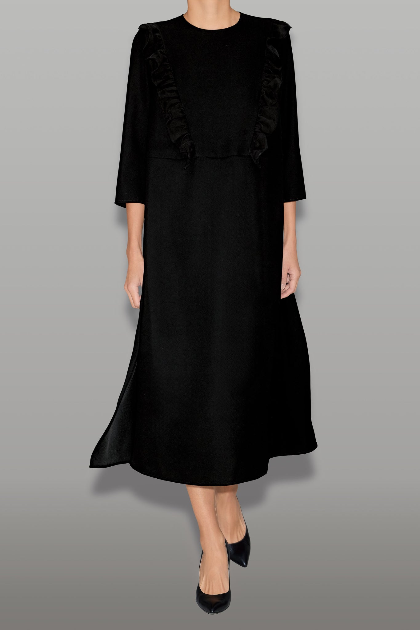 ロングスリーブフロントフリルラインドレス – YOKO CHAN