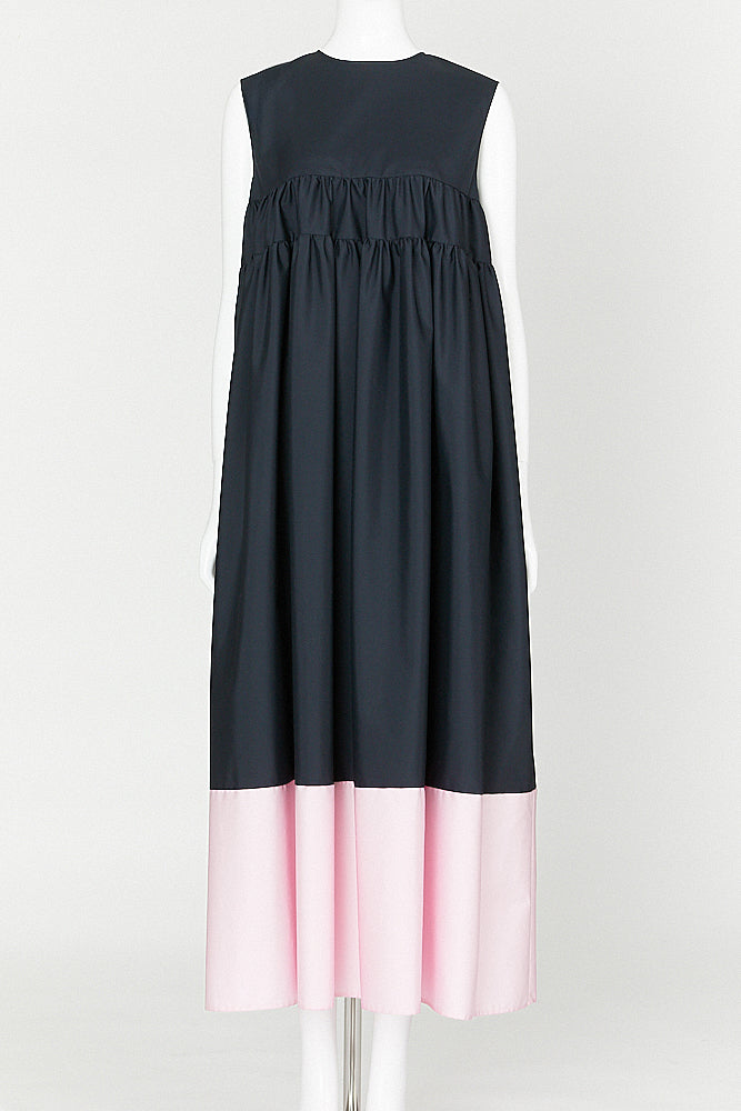 ギャザーコットンマキシドレス