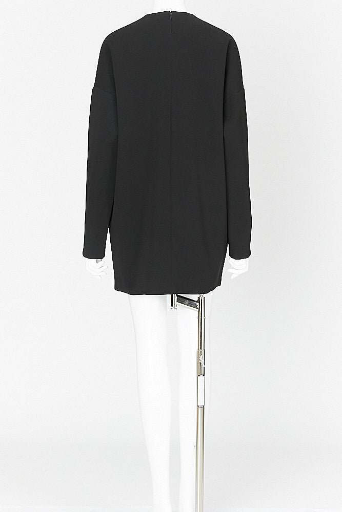 ロングスリーブドロップショルダーパールショートドレス