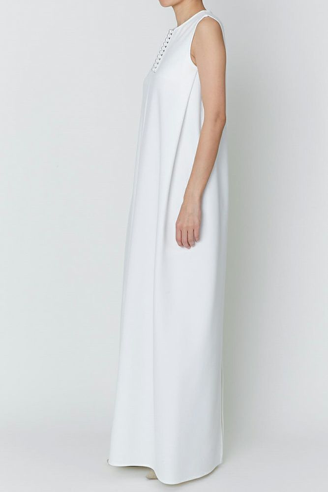 pearl tuck long dress