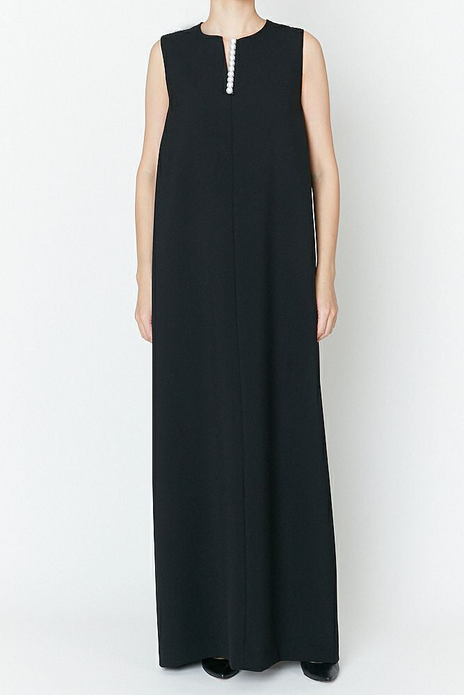 pearl tuck long dress