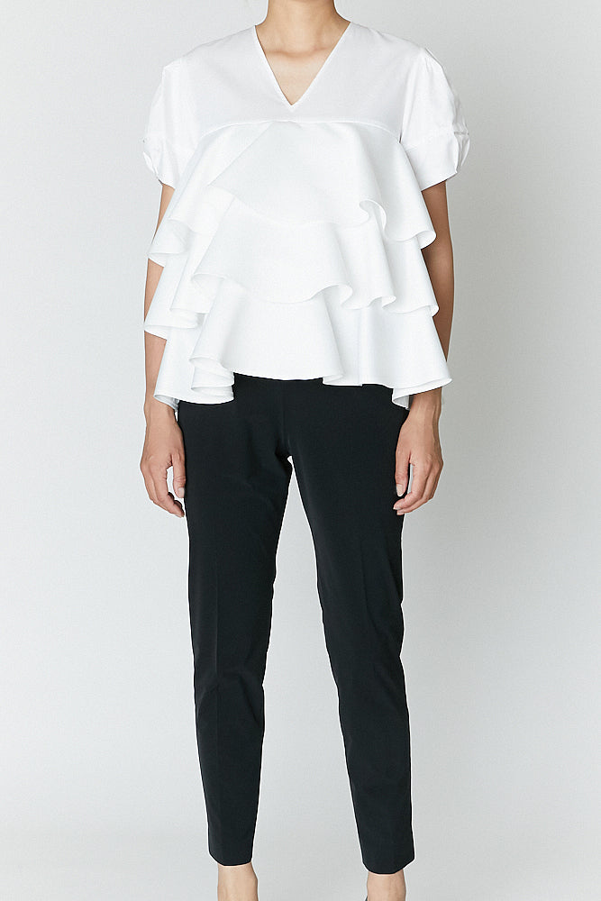 YOKO CHAN  No-sleeve Ruffle Shirt