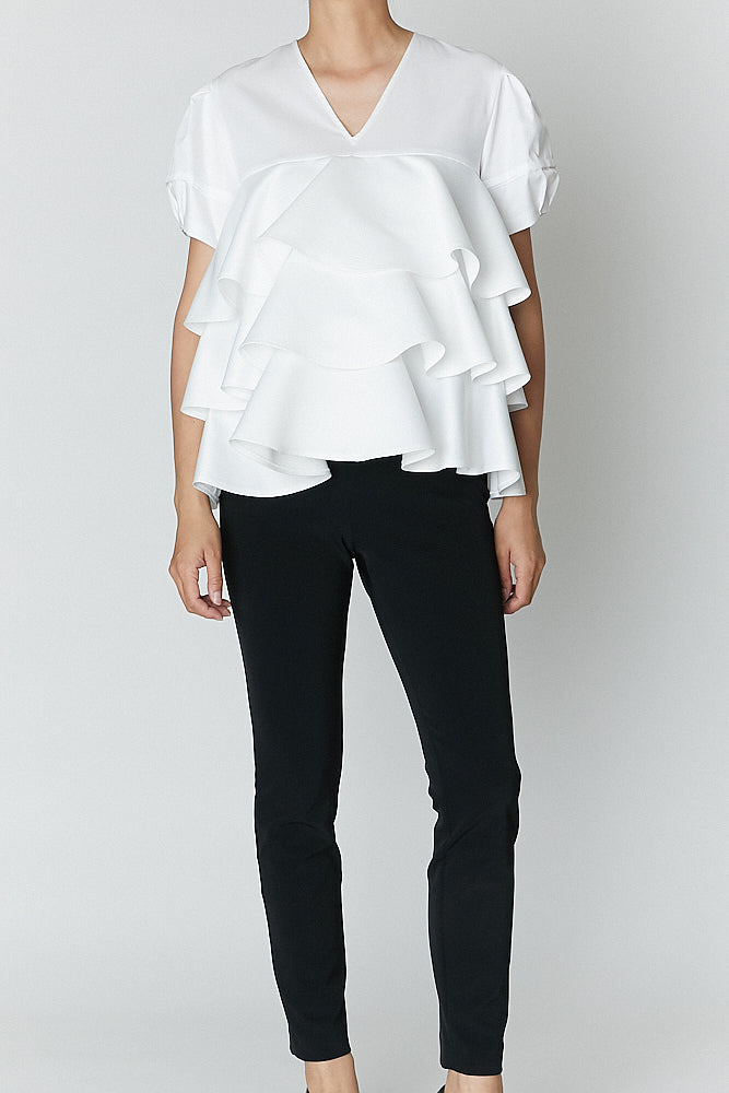 YOKO CHAN  No-sleeve Ruffle Shirt